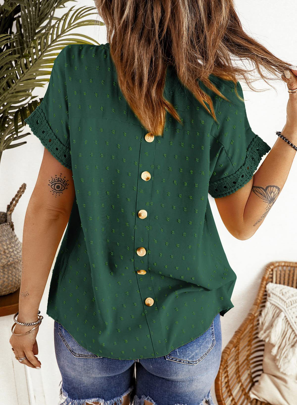 Summer Lace Chiffon Short Sleeves Shirts