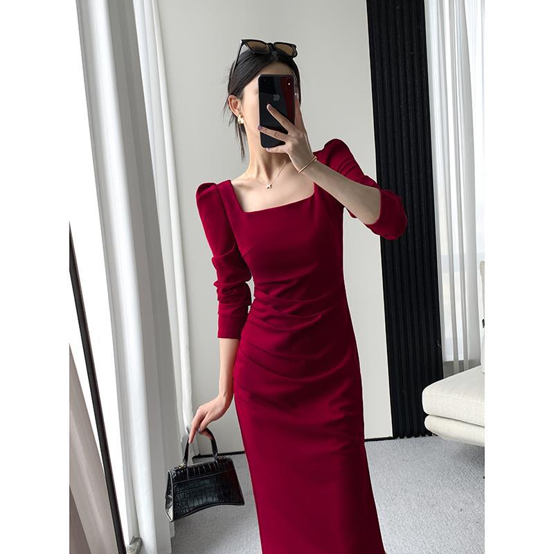 Sexy Square Neckline Long Sleeves Party Dresses-Dresses-Free Shipping at meselling99