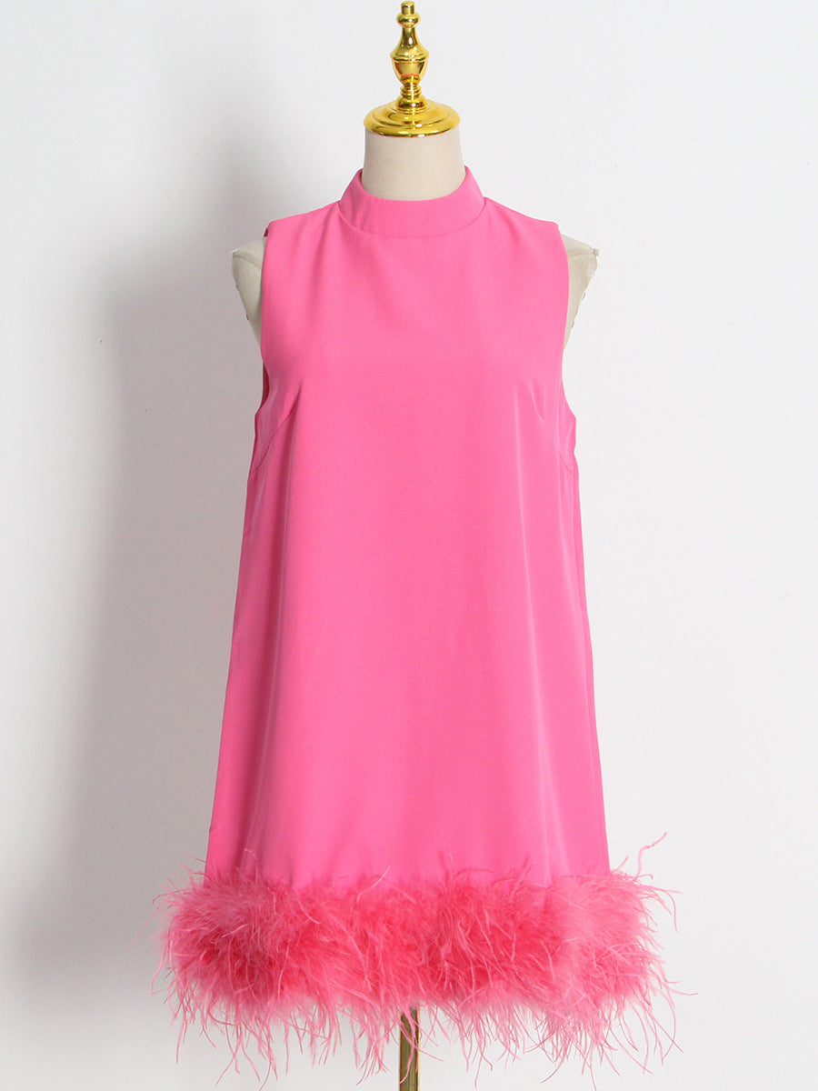 Ostrich Feather A-Line Dress