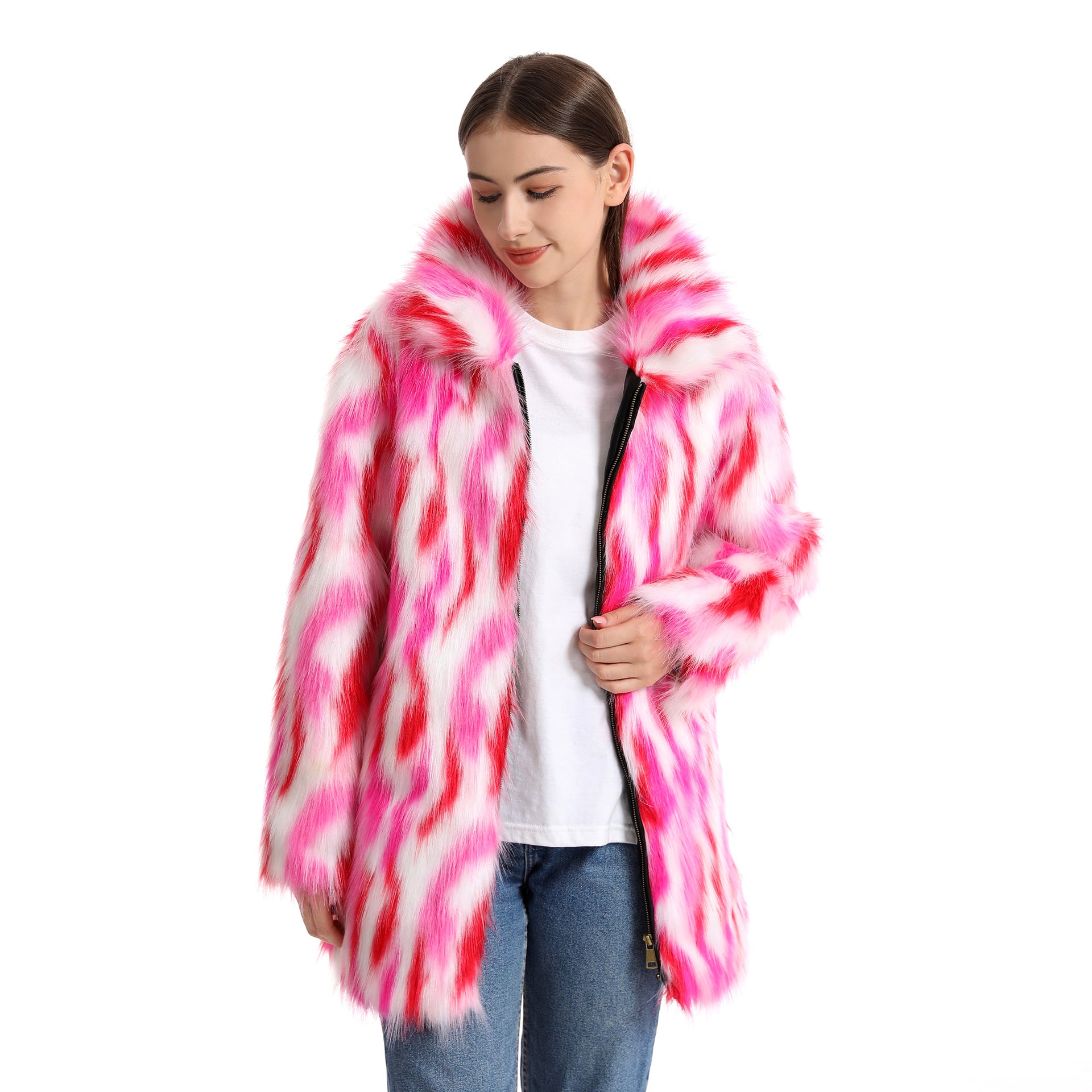 Women's Plush Long-Length Faux Fur Coat