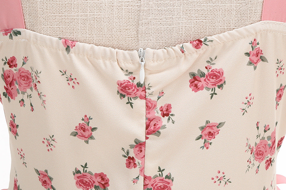 legant Floral Print O-Ring Strap Slimming Party Dress