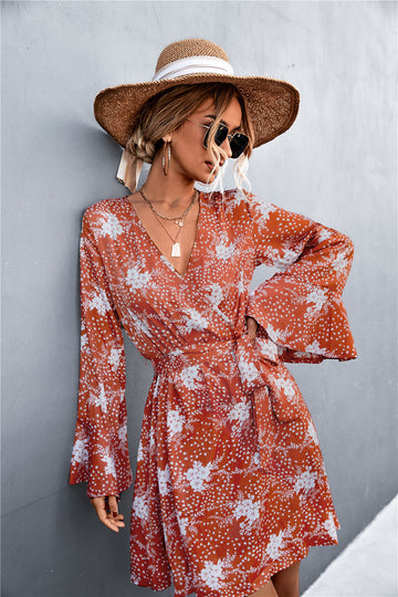 Casual Trumpet Sleeves Bangdage Dresses