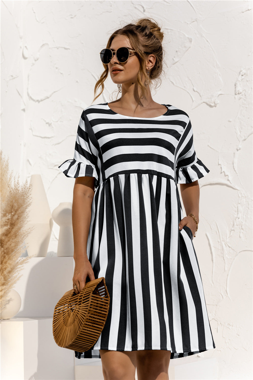 Casual Striped Short Sleeves Summer Daily Dresses