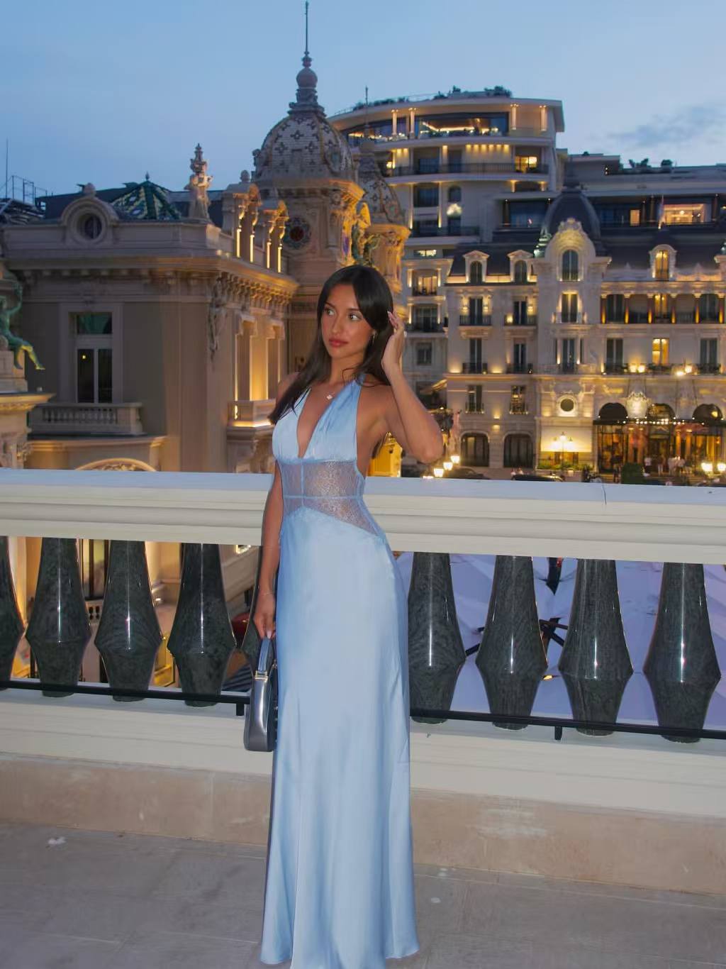 Elegant & Sexy Deep V Backless Lace Sheath Dress with Tie Detail