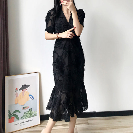 Women Black Lace Plus Sizes Mermaid Dresses-Dresses-Free Shipping at meselling99