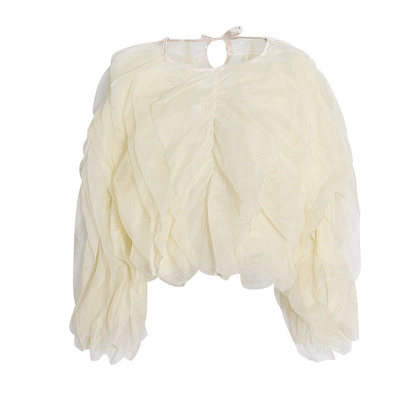 Designed Fashion Ruffled Long Sleeves Blouses Shirts