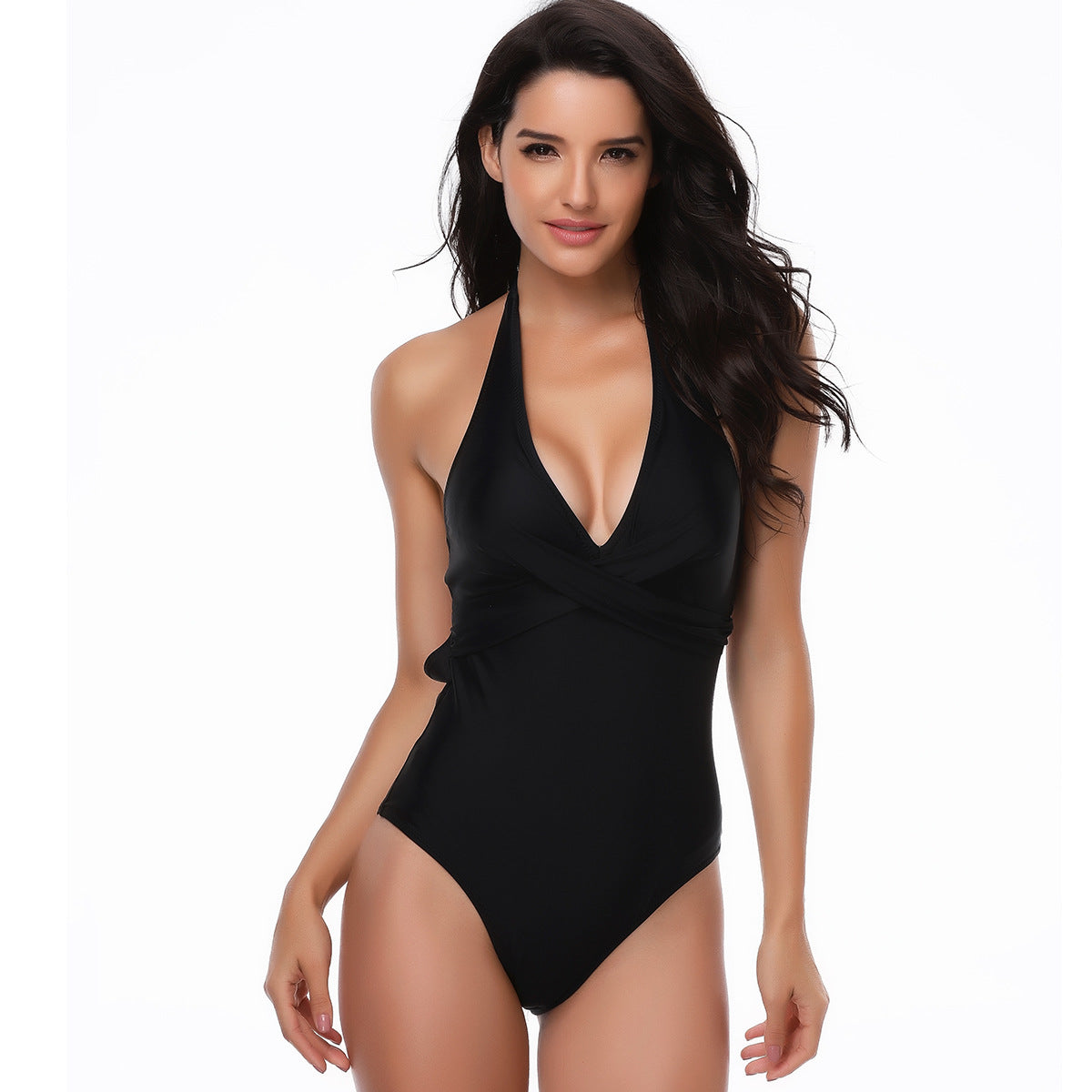 Sexy Halter Drawstring One Piece Women Swimsuit