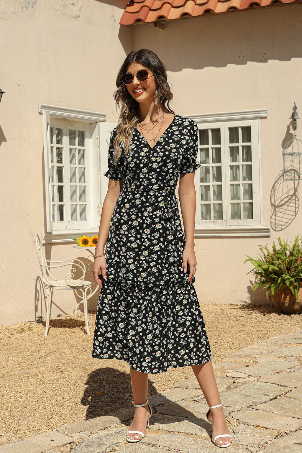 Women's Summer Boho V-Neck Beach Dress