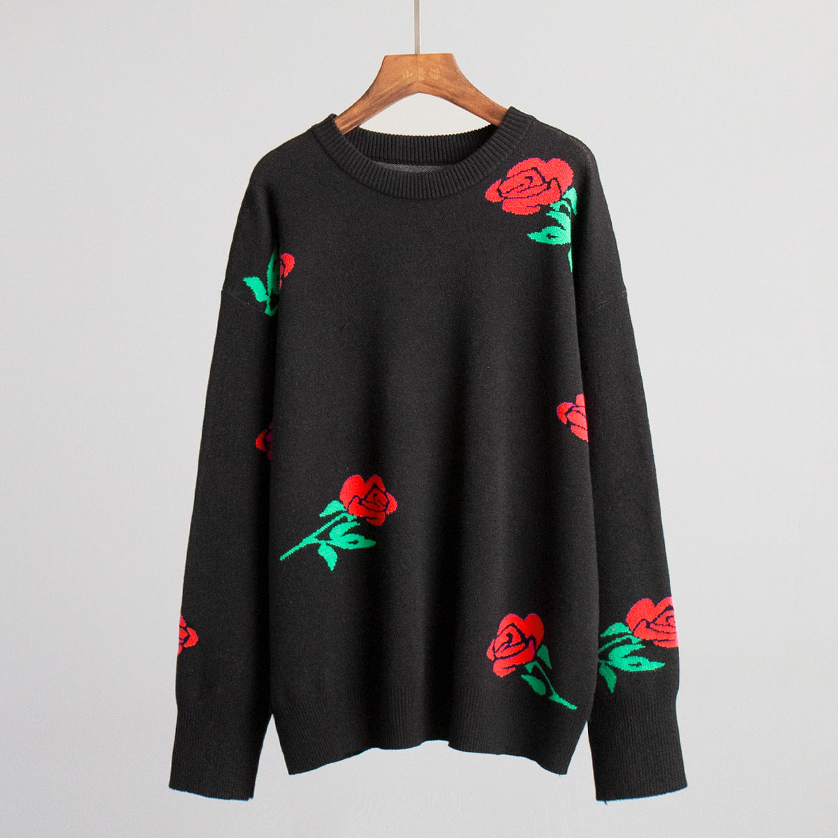 Fashion Rose Flowers Winter Knitted Women Sweaters