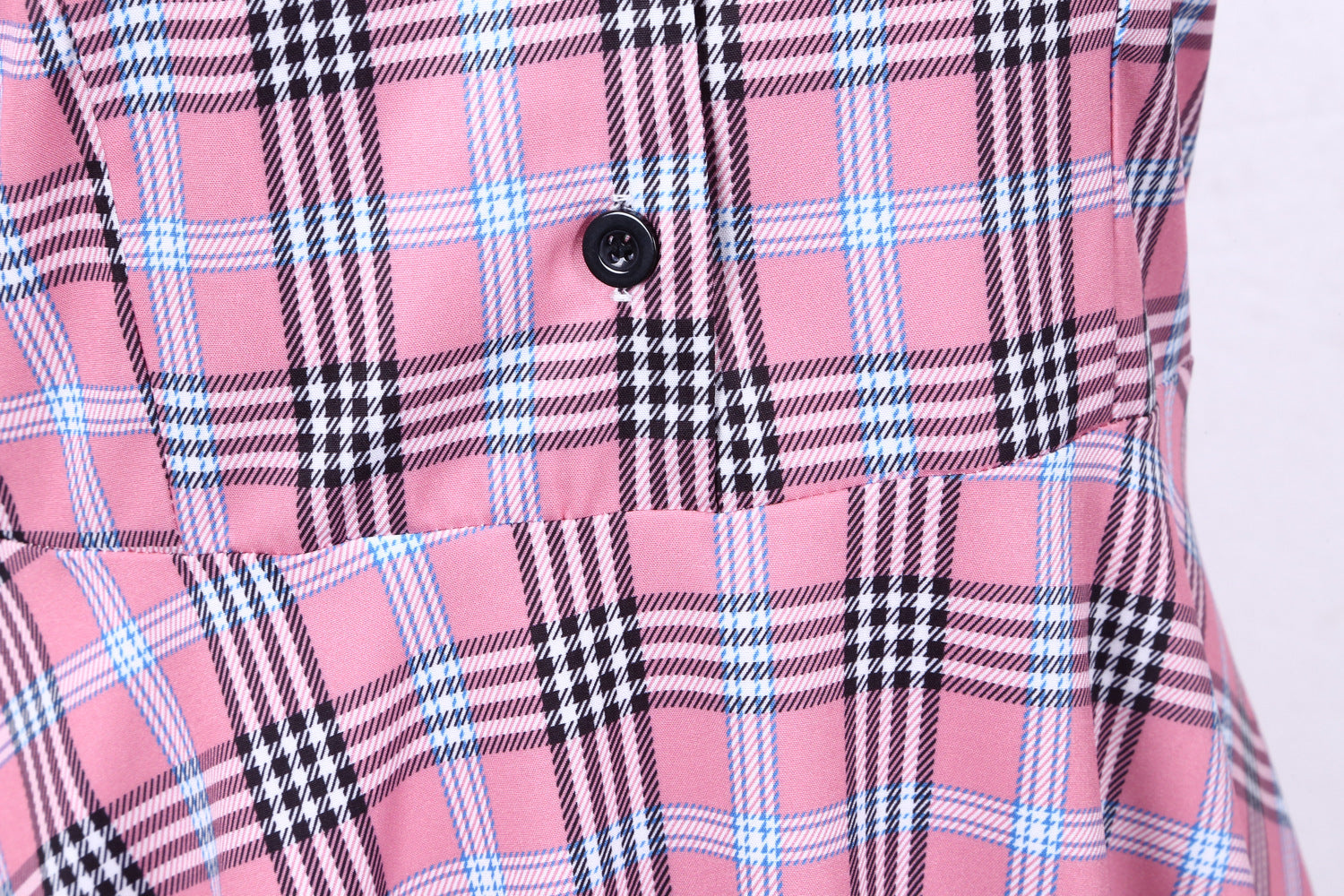 Retro Plaid Short Sleeve Dress with Belt