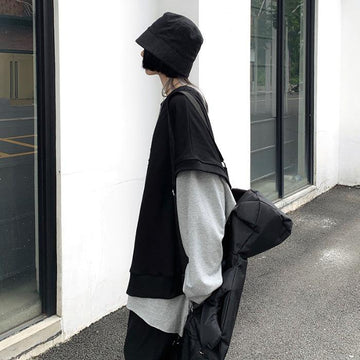 Leisure Loose Black&Gray Sweaters-STYLEGOING