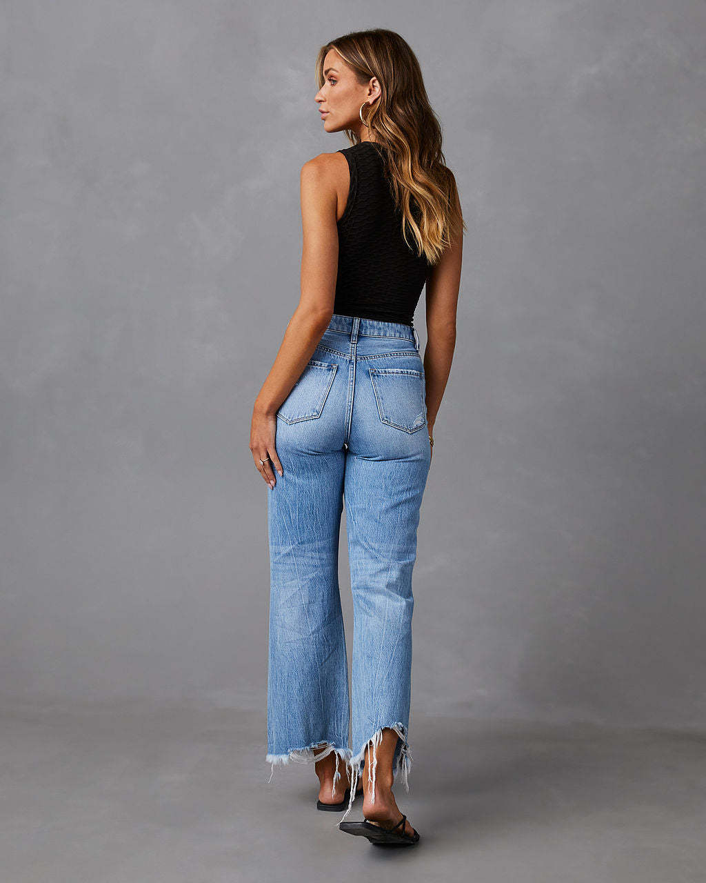Women's High-Waist Distressed Flared Jeans