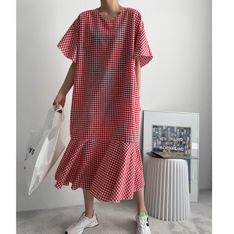 Vintage Summer Plaid Women Long Dresses-Dresses-Free Shipping at meselling99