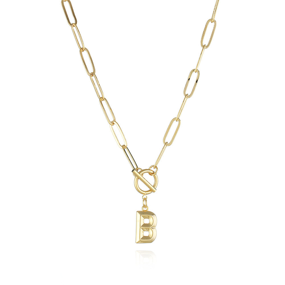 Bridesmaid Gifts Alphabet Necklace Golden Hip-hop Necklace  26 Letter Pendant Necklaces