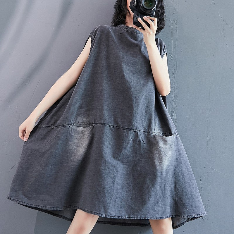 Summer Plus Sizes Women A Line Denim Dresses-Dresses-Free Shipping at meselling99