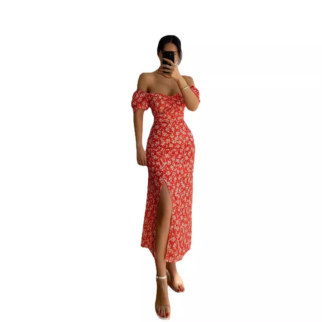 Bodycon Slit Dress - Sexy off the shoulder Sleeveless Dress for Women