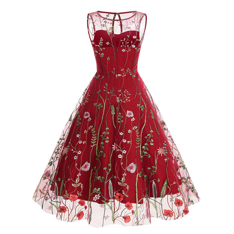 Vintage Sleeveless Embroidery Dresses-Dresses-Free Shipping at meselling99