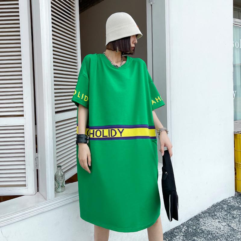 Women Summer Short Sleeves Letter T Shirt Dresses-Cozy Dresses-Free Shipping at meselling99