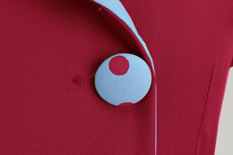 Elegant V-Neck Polka Dot & Solid Color A-Line Dress with Belt for Women