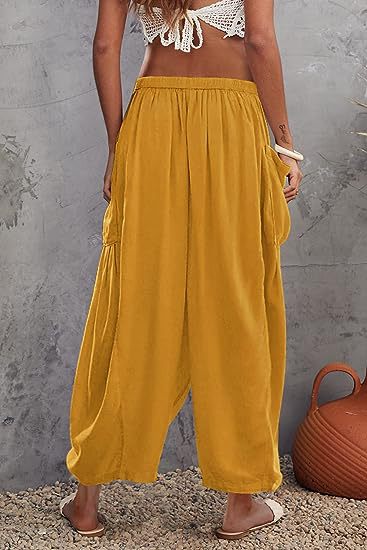 Casual Chiffon Collage Cotton-Linen Harem Pants