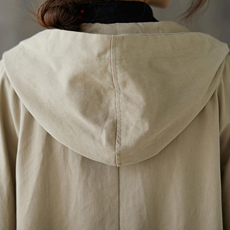 Casual Plus Sizes Long Hoody Trenchcoat-STYLEGOING