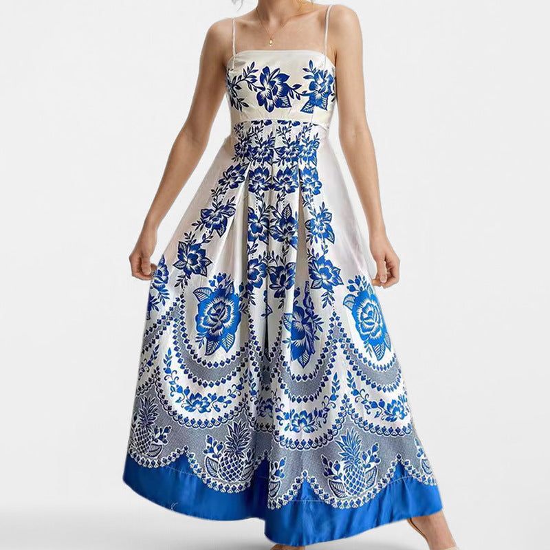 Elegant High-Waist Floral Print Sundress