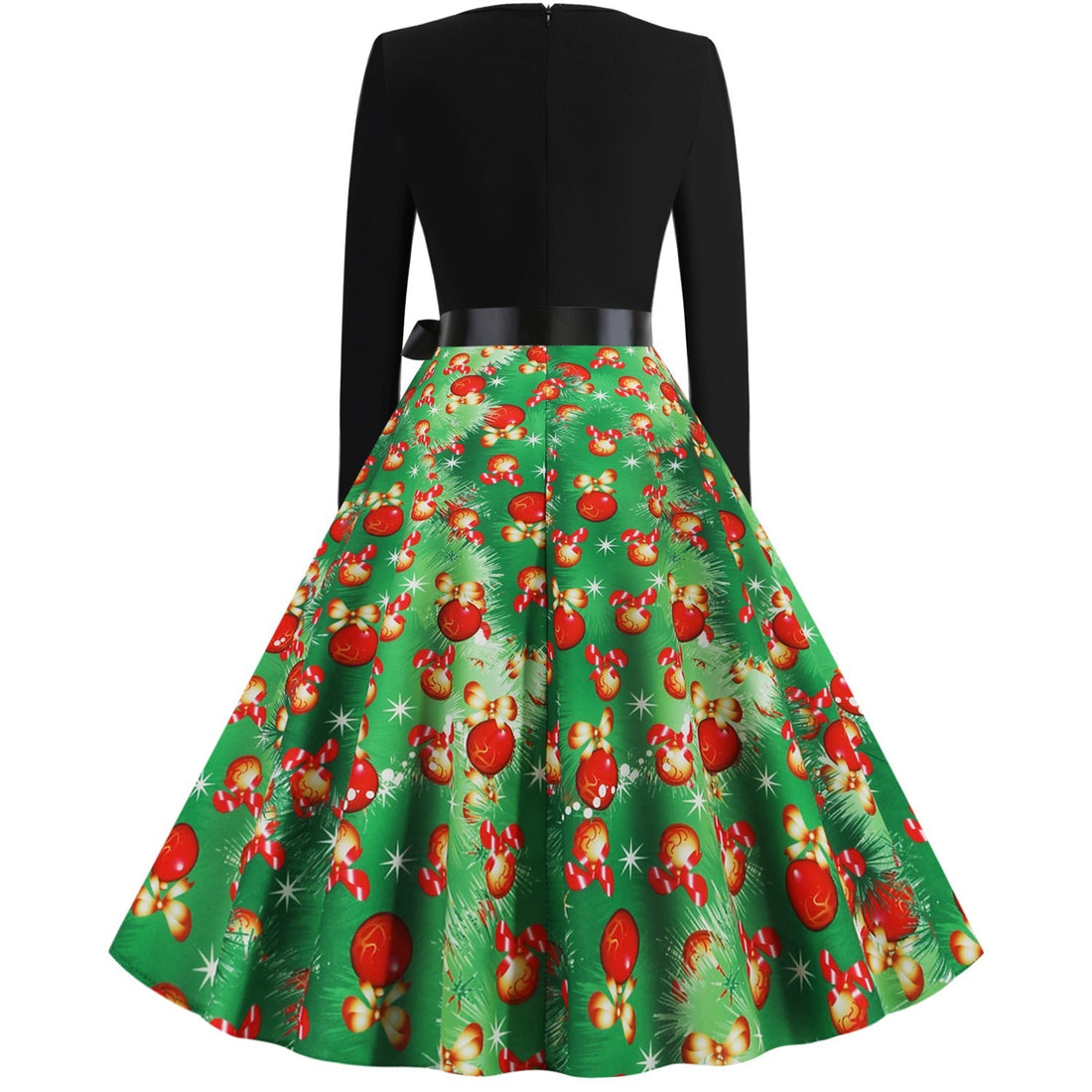Green Christmas Vintage Long Sleeves Dresses-Vintage Dresses-Free Shipping at meselling99