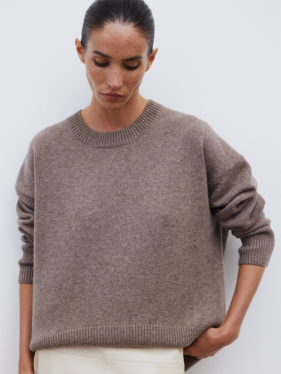 Women's Oversized Round Neck Long Sleeve Sweater
