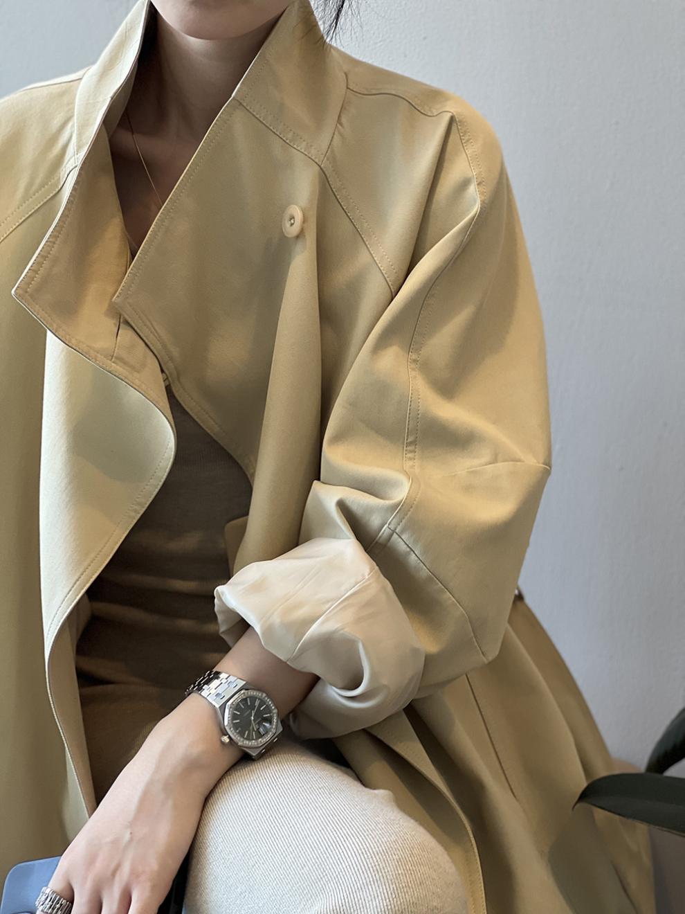 Women's Retro Stand Collar Trench Coat