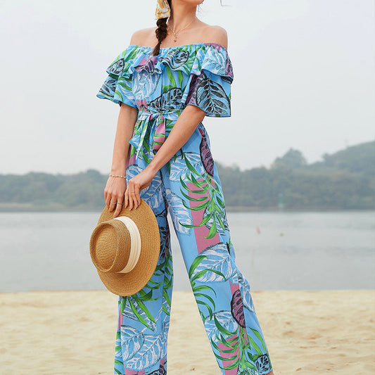 Sexy One Shoulder Chiffon Summer Beach Jumpsuits