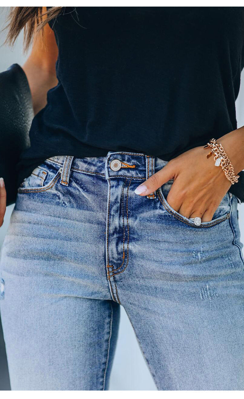 Ronny High Rise Slim Straight Denim
