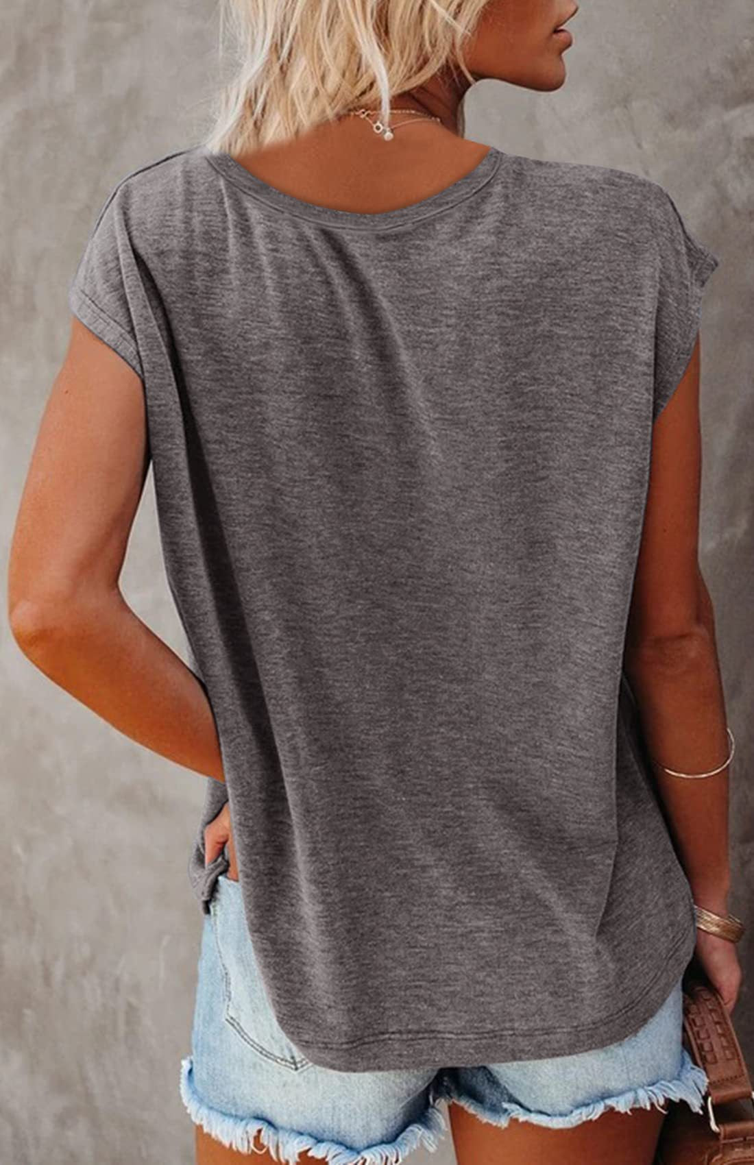 Women's Summer Sleeveless V-Neck Casual Loose Fit T-Shirt