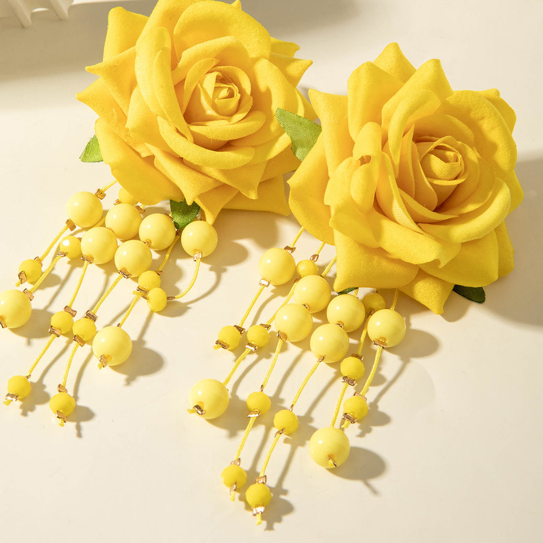Boho Blooms: Oversized Faux Flower Tassel Earrings