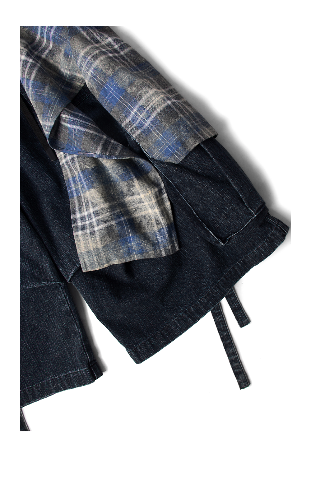 RELABEL Detachable Frill Tie-Detail Washed Denim Shorts - Distressed Blue Jeans