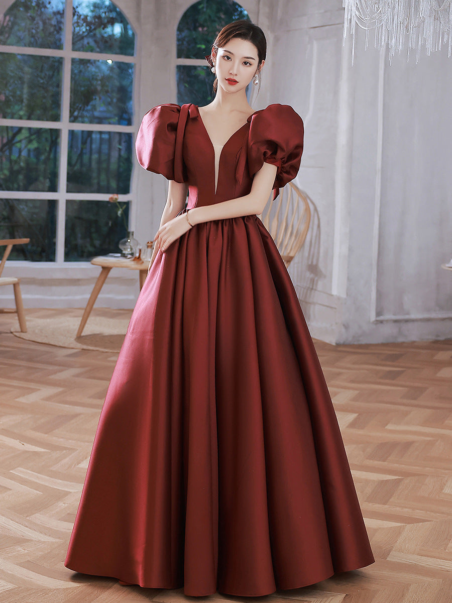 Elegant Wine Red Ball Gown Dresses-Dresses-Free Shipping at meselling99