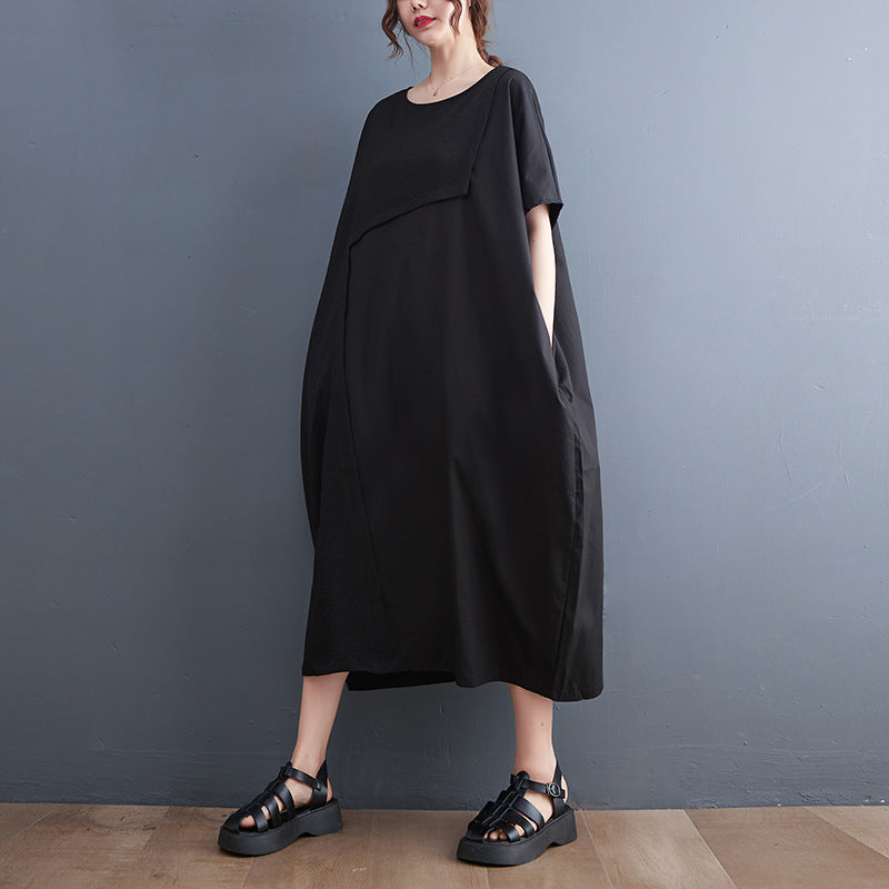 Summer Black Shirts Long Dresses-Dresses-Black-One Size-Free Shipping at meselling99