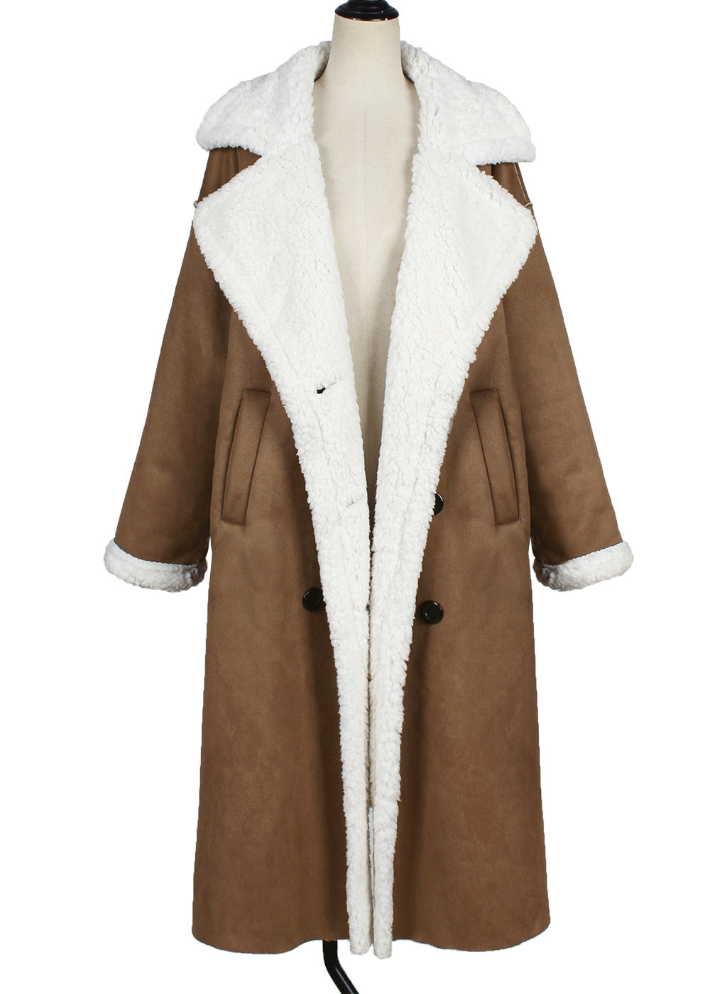 Women's Faux Leather & Fur Long Coat