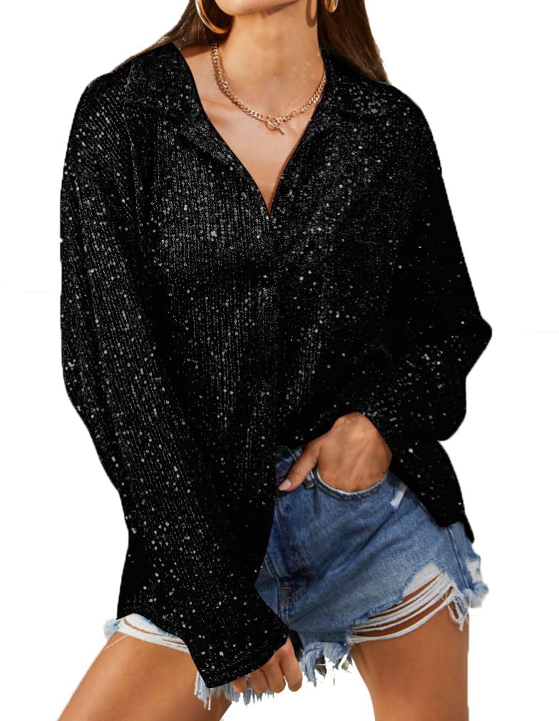 Fashion Sequined Long Sleeves Shirts