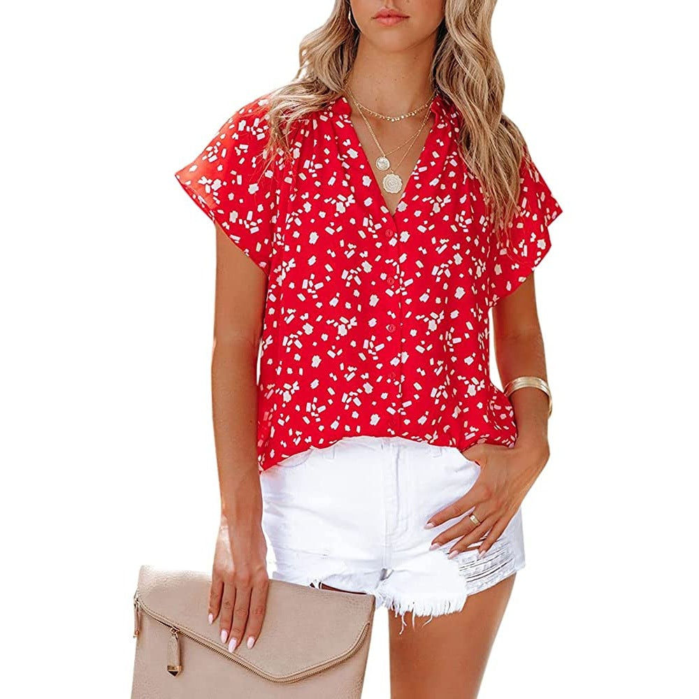 Casual Chiffon Short Sleeves Women Shirts