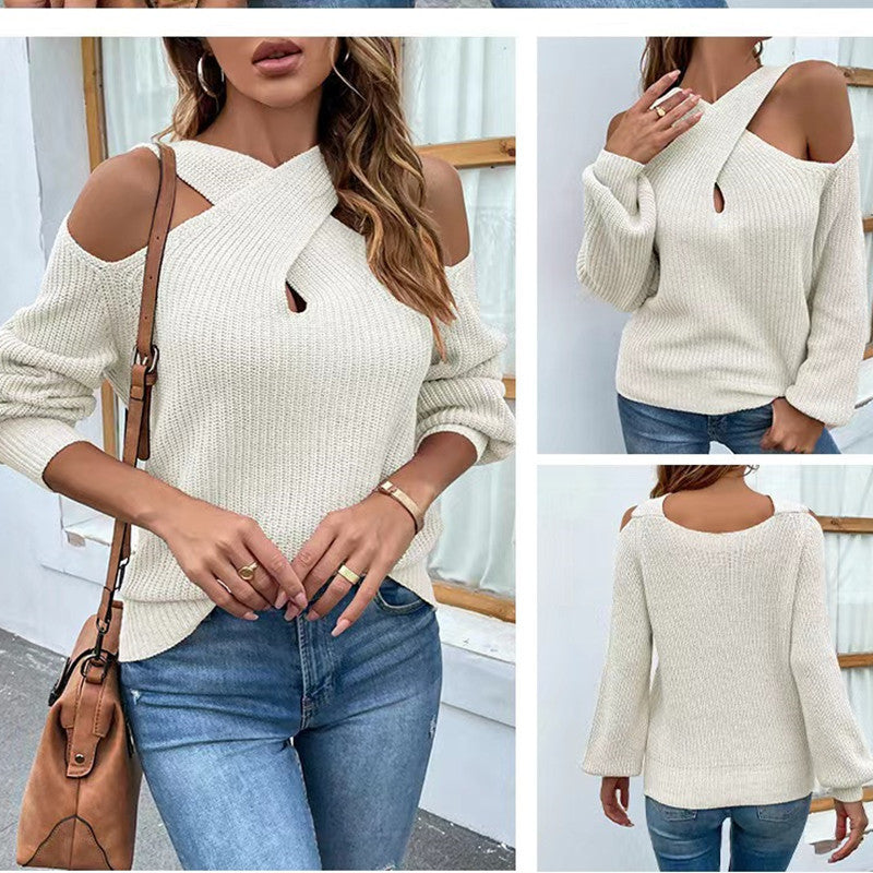 Casual Crossed Halter Knitted Sweaters