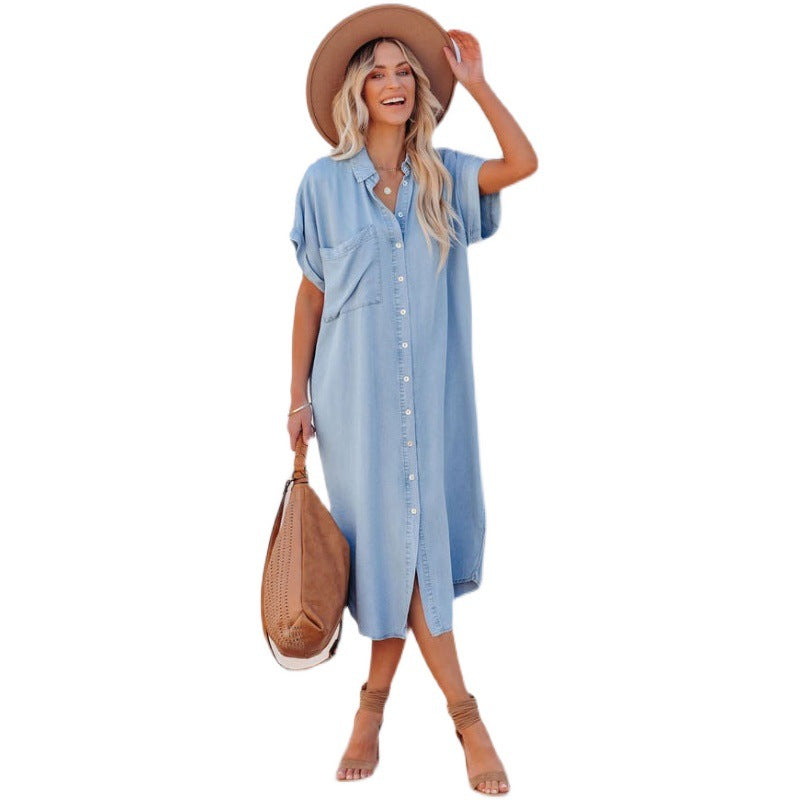 Casual Short Sleeves Long Shirts Dresses