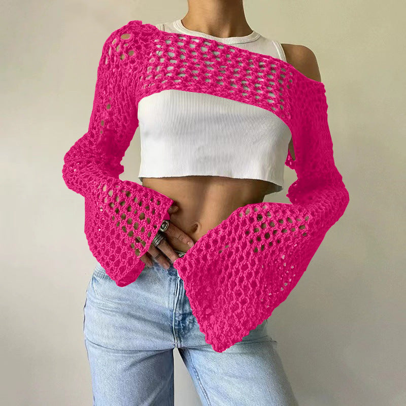 Sexy Hollow Knit Long Sleeves Top