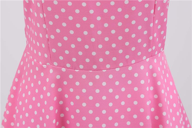 Short Sleeve Square Neckline Vintage Print Dot Dresses-Vintage Dresses-Free Shipping at meselling99