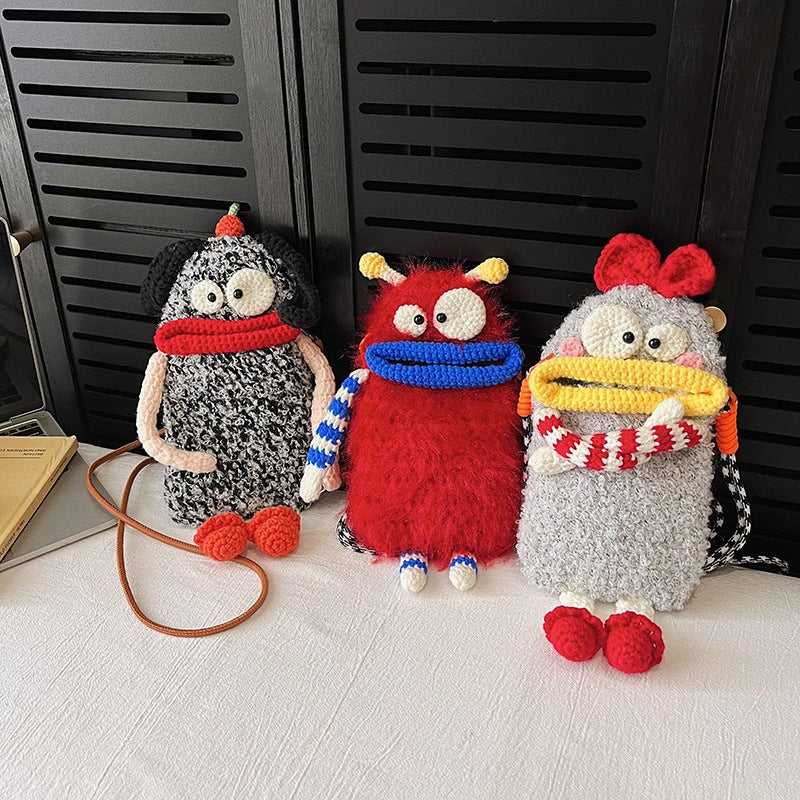 Funny Face Woven Crossbody Bag
