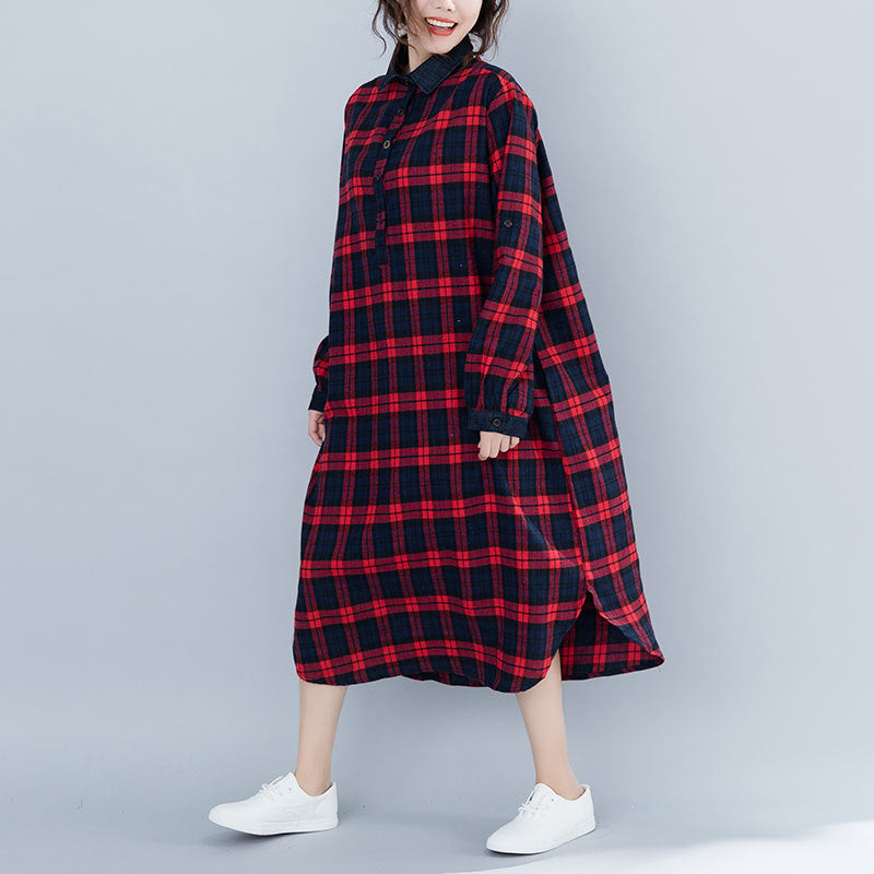 Vintage Plus Sizes Long Sleeves Shirts Dresses-Shirts & Tops-Free Shipping at meselling99