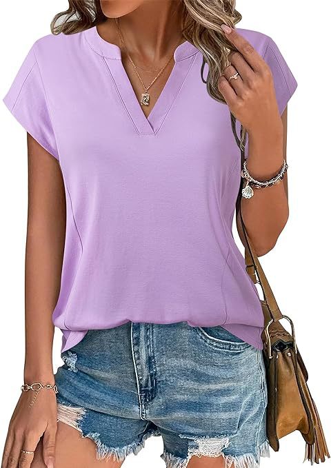 Summer Casual V Neck Short Sleeves T Shirts