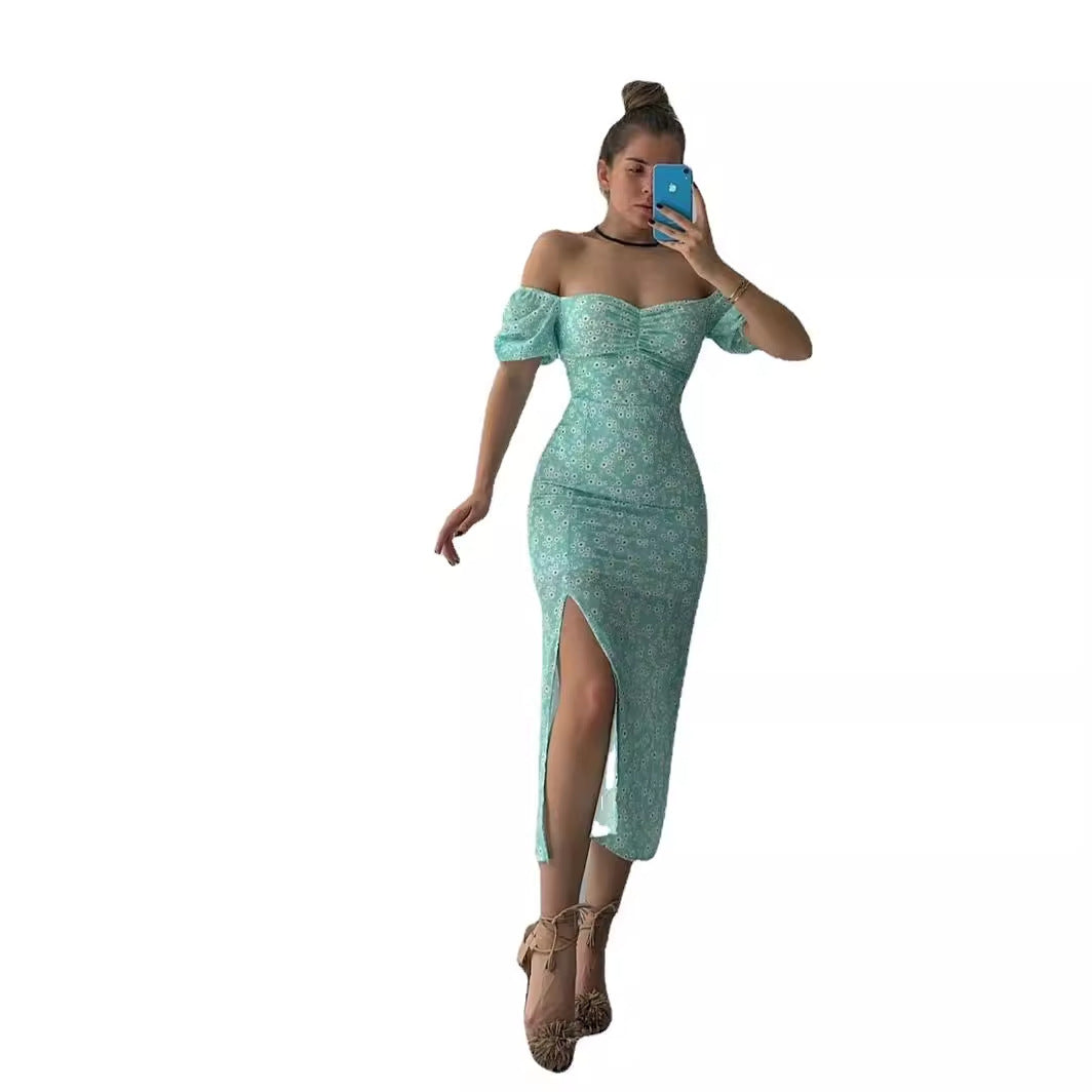 Bodycon Slit Dress - Sexy off the shoulder Sleeveless Dress for Women