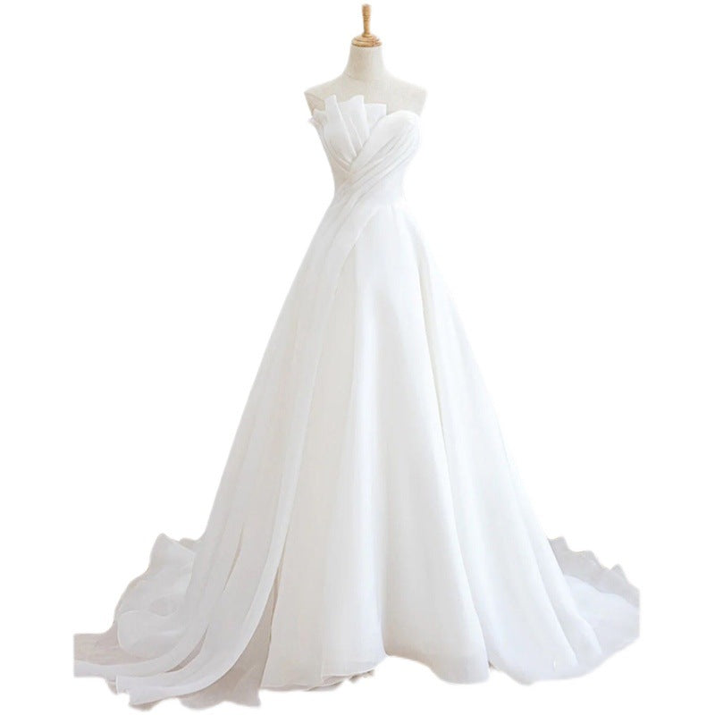 Off-the-Shoulder Mermaid Wedding Dress with Train