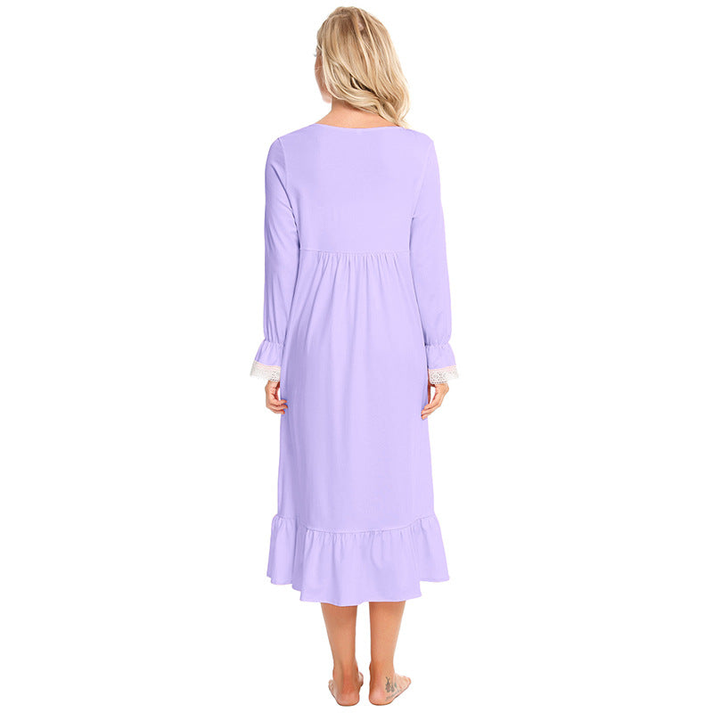 Casual Plus Sizes Long Sleeves Nightgown