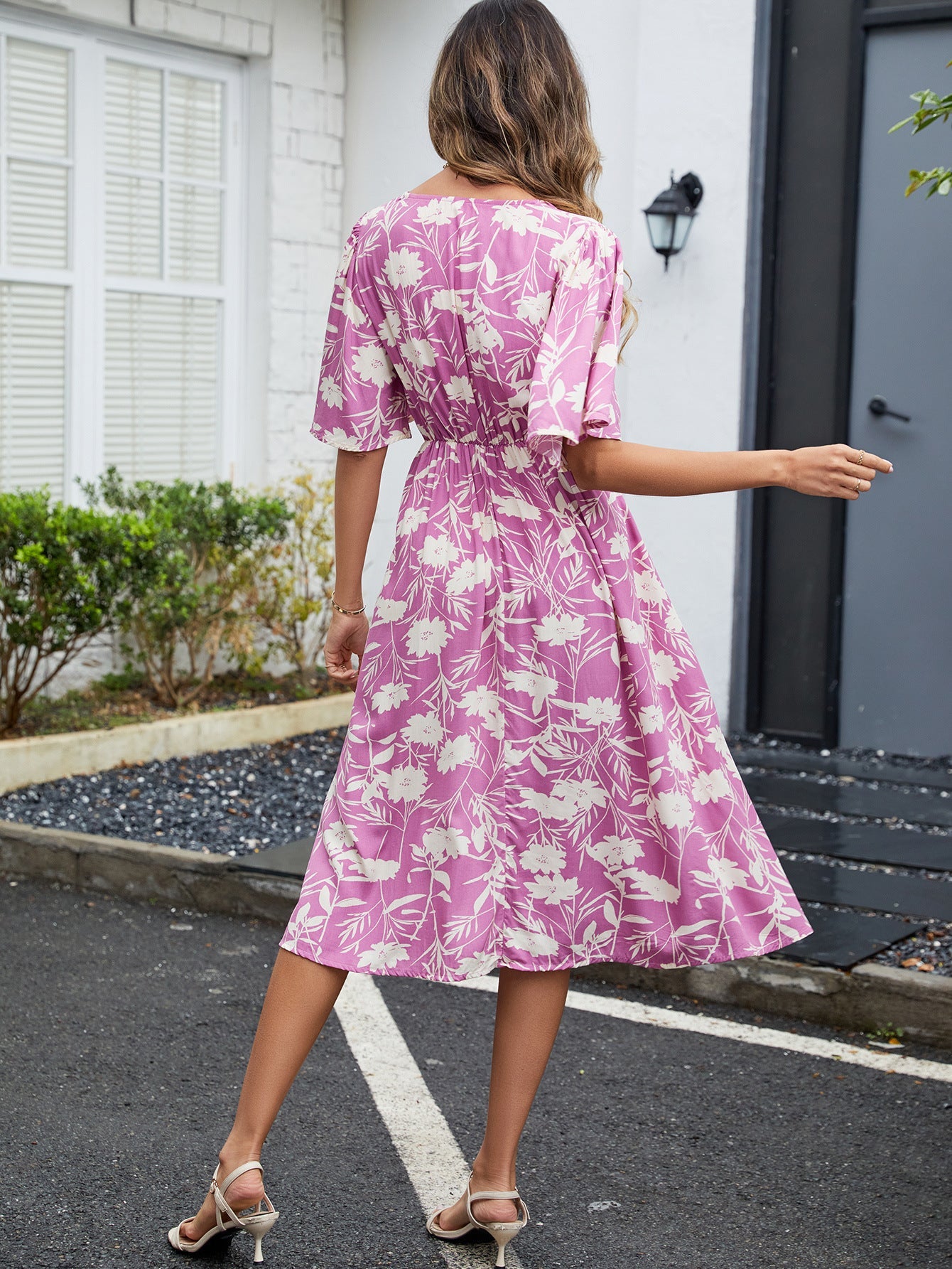 Women's Summer V-Neck Floral Print Rayon Dress